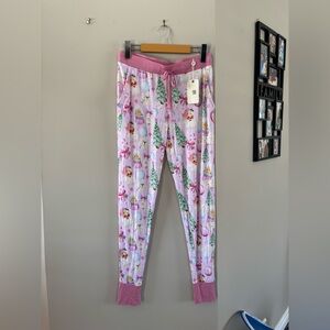 NWT Bums & Roses Women’s Bamboo Pajama Pants size small “Merry Little Pinkmas”